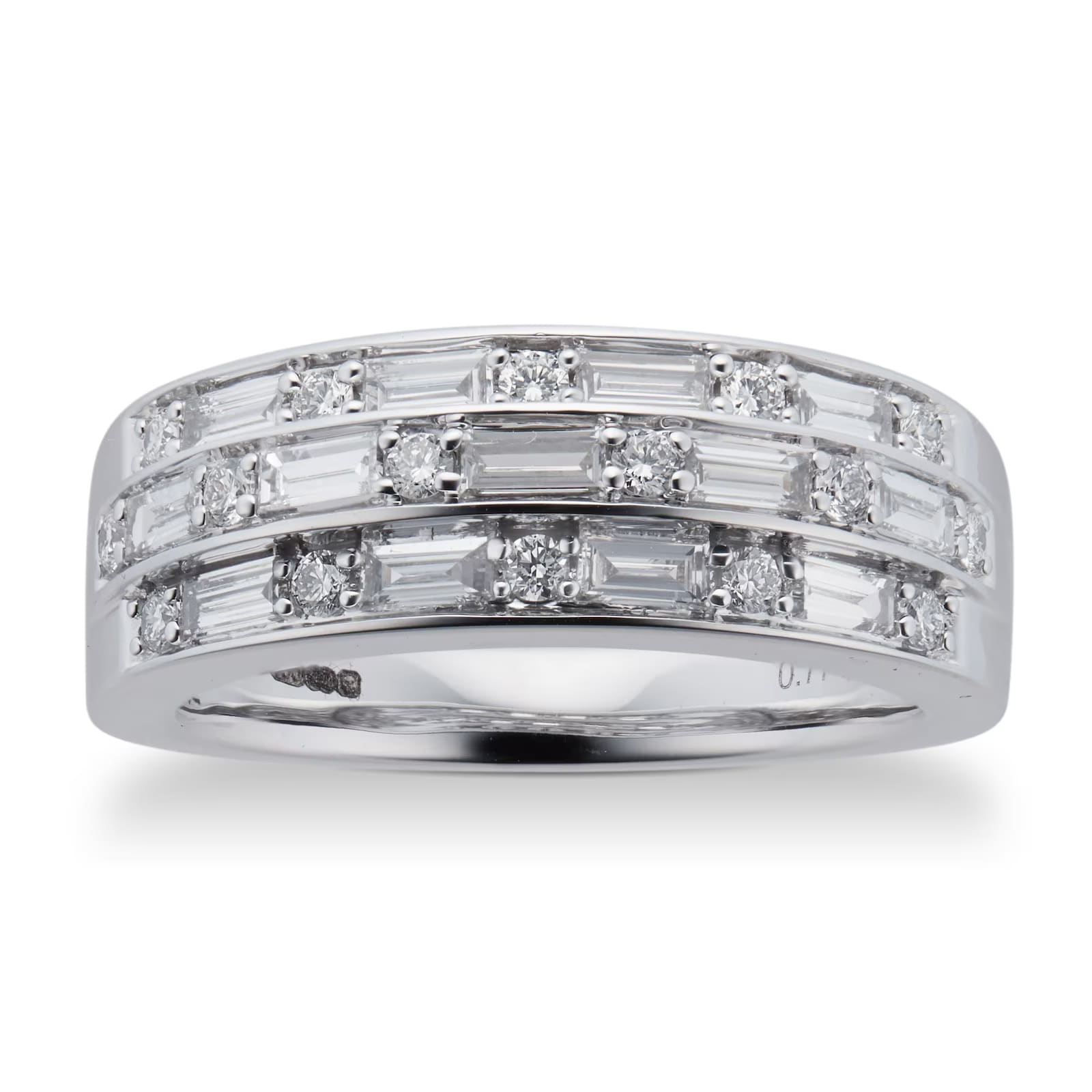 Renee 18ct White Gold 0.77cttw Three Row Diamond Ring - Ring Size K