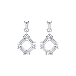 37460239 - Renee 18ct White Gold 0.43cttw Diamond Open Square Drop Earrings