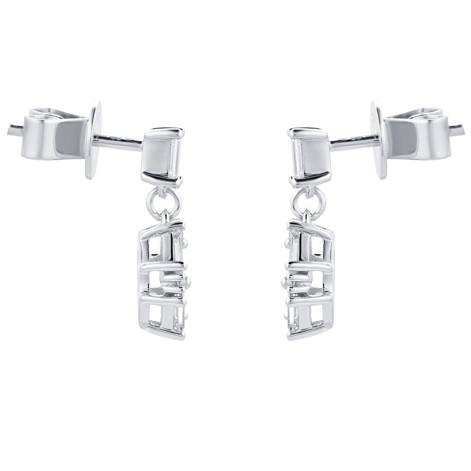Mappin & Webb Renee 18ct White Gold 0.43cttw Diamond Open Square Drop Earrings