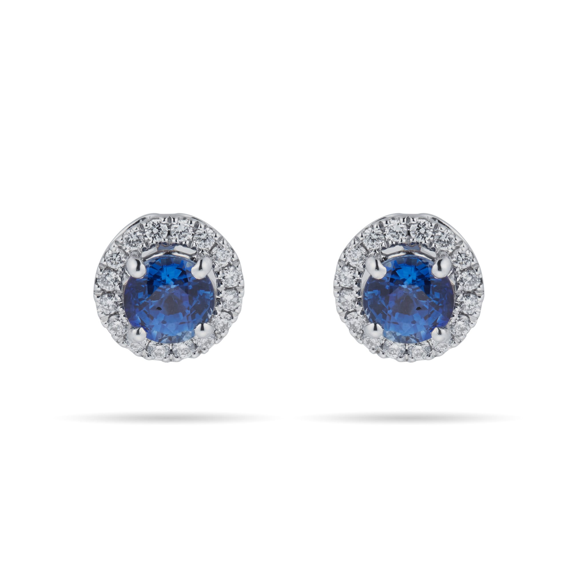 18k White Gold 0.15cttw Diamond And Sapphire Stud Earrings