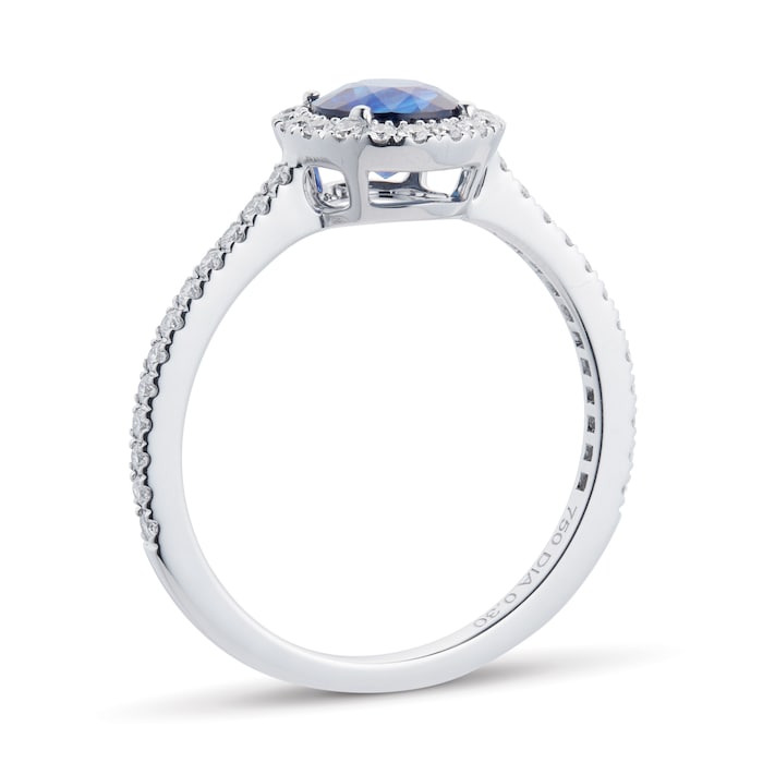 Mappin & Webb 18k White Gold 0.30cttw Diamond and Sapphire Ring - Size 6.25