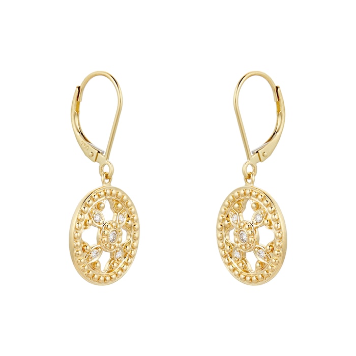 Mappin & Webb 18k Yellow Gold Empress 0.17cttw Diamond 10mm Drop Earrings