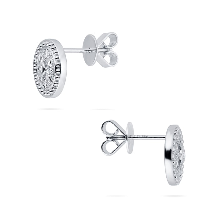 Mappin & Webb 18k White Gold Empress 0.10cttw Diamond 10mm Stud Earrings