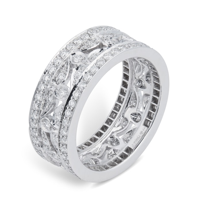 Mappin & Webb 18k White Gold Empress 0.95cttw Diamond Cuff Ring - Size 7.5