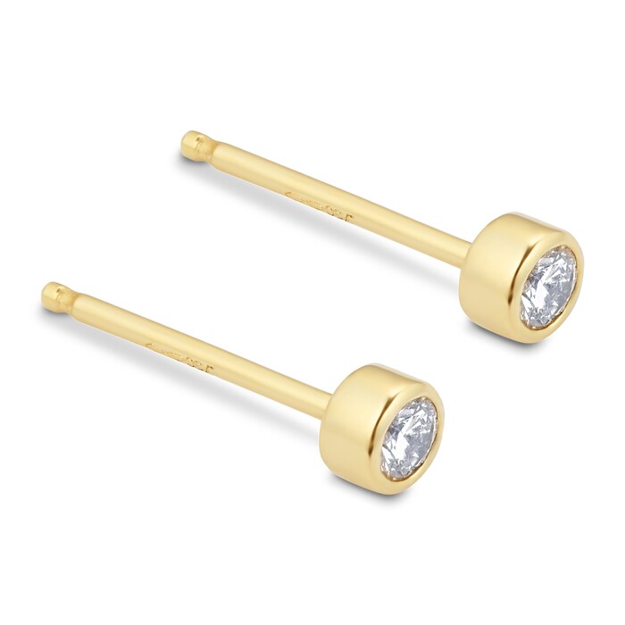 Mappin & Webb 18k Yellow Gold Gossamer 0.15cttw Diamond Stud Earrings