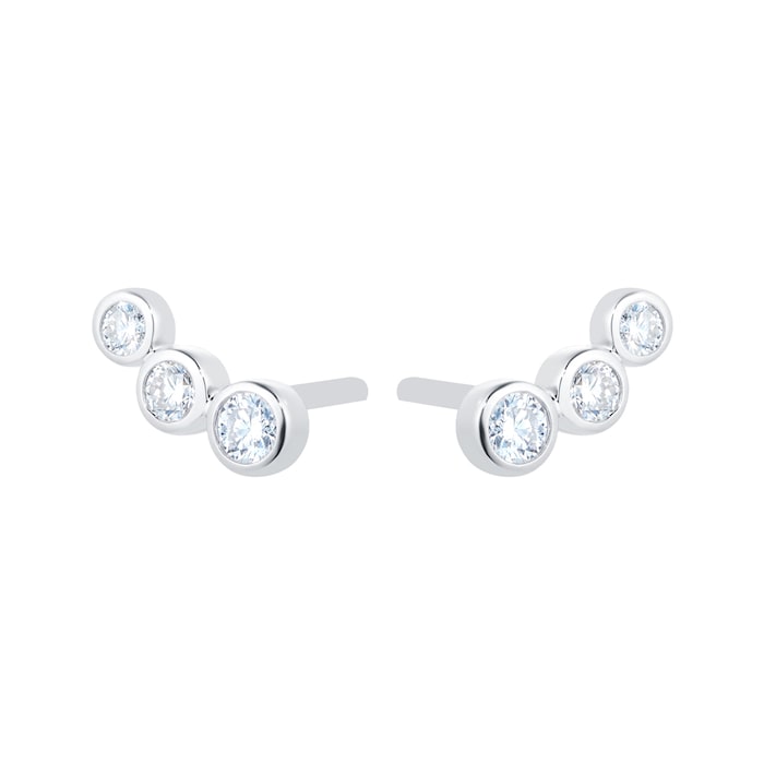 Mappin & Webb 18k White Gold Gossamer 0.31cttw Diamond 3 Stone Climber Stud Earrings