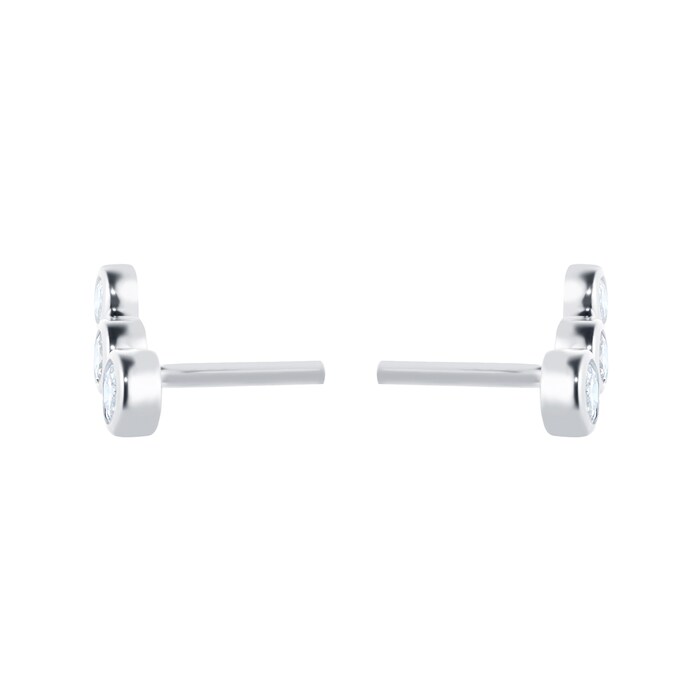 Mappin & Webb 18k White Gold Gossamer 0.31cttw Diamond 3 Stone Climber Stud Earrings