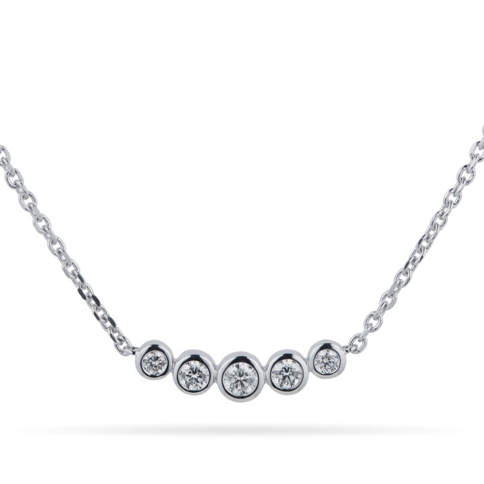 Mappin & Webb 18k White Gold Gossamer 0.24cttw Diamond 5 Stone Necklace