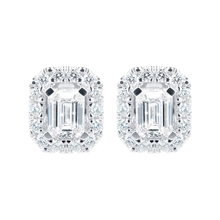 Mappin & Webb Amelia 18ct White Gold 0.60cttw Diamond Emerald Cut Stud Earrings