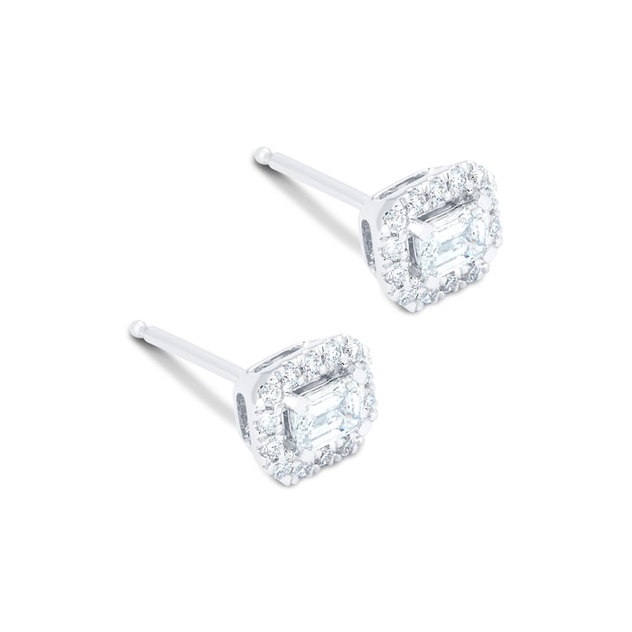 Mappin & Webb Amelia 18ct White Gold 0.60cttw Diamond Emerald Cut Stud Earrings