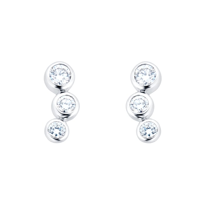 Mappin & Webb Gossamer 18ct White Gold 0.30cttw Three Stone Diamond Drop Earrings