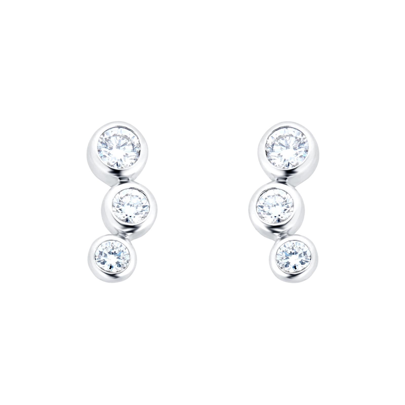 Mappin & Webb Gossamer 18ct White Gold 0.30cttw Three Stone Diamond Drop Earrings