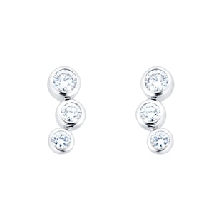 Mappin & Webb Gossamer 18ct White Gold 0.30cttw Three Stone Diamond Drop Earrings