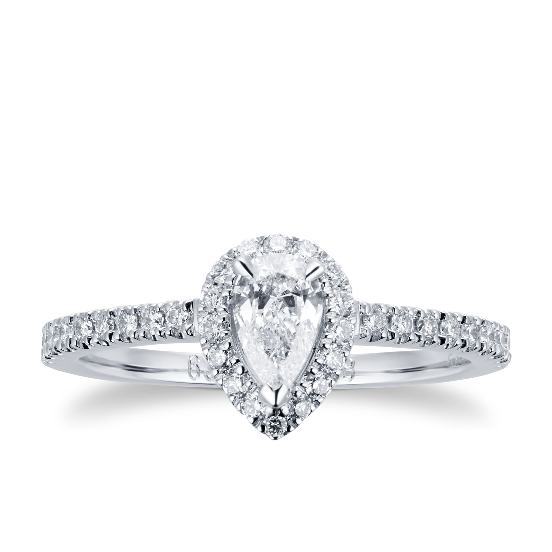Mappin & Webb Platinum Amelia 0.53ct Pear Halo Engagement Ring