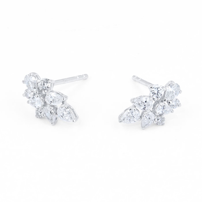 Mappin & Webb Riveret 18ct White Gold 0.70cttw Mixed Cut Diamond Stud Earrings