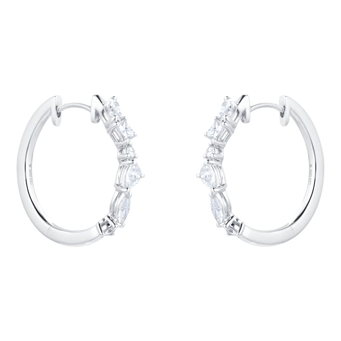 Mappin & Webb Riveret 18ct White Gold 1.00cttw Mixed Cut Diamond Hoop Earrings