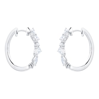 Mappin & Webb Riveret 18ct White Gold 1.00cttw Mixed Cut Diamond Hoop Earrings