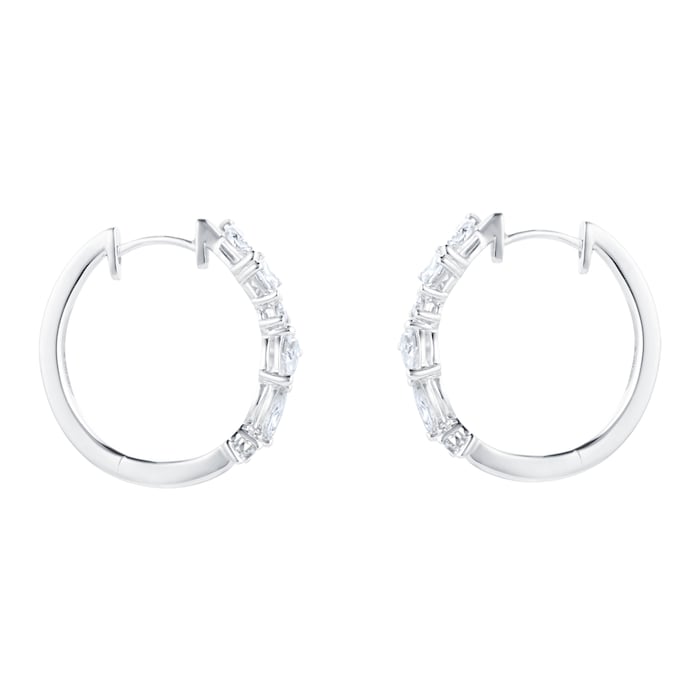 Mappin & Webb Riveret 18ct White Gold 1.00cttw Mixed Cut Diamond Hoop Earrings