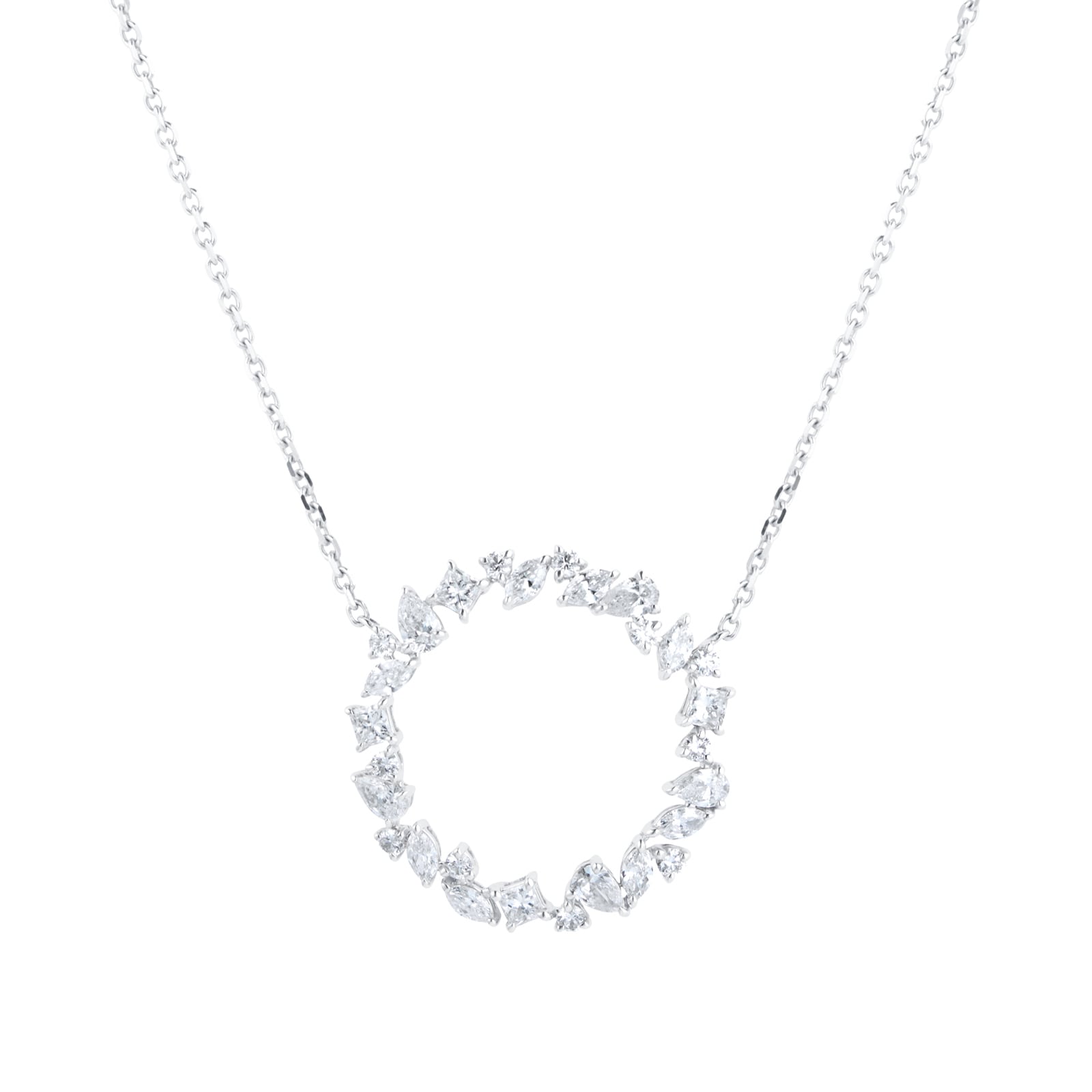 Mappin & Webb Riveret 18ct White Gold 1.50cttw Mixed Cut Diamond Open Circle Pendant