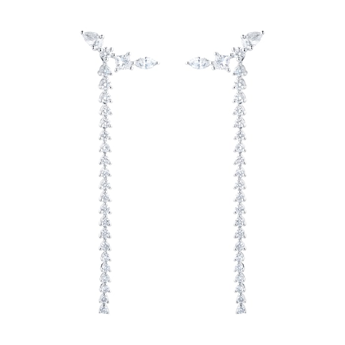 Mappin & Webb Riveret 18ct White Gold 1.50cttw Mixed Cut Diamond Climber Drop Earrings