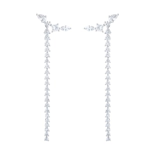 Mappin & Webb Riveret 18ct White Gold 1.50cttw Mixed Cut Diamond Climber Drop Earrings