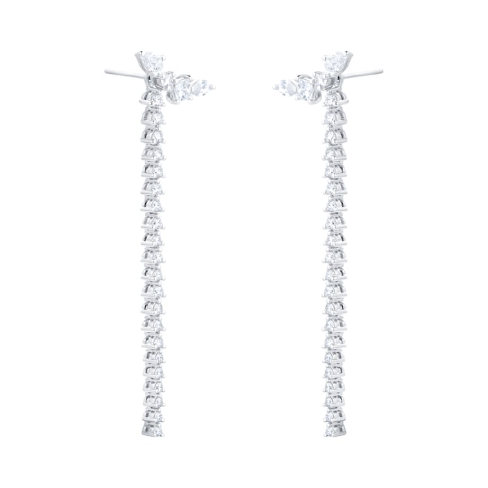 Mappin & Webb Riveret 18ct White Gold 1.50cttw Mixed Cut Diamond Climber Drop Earrings