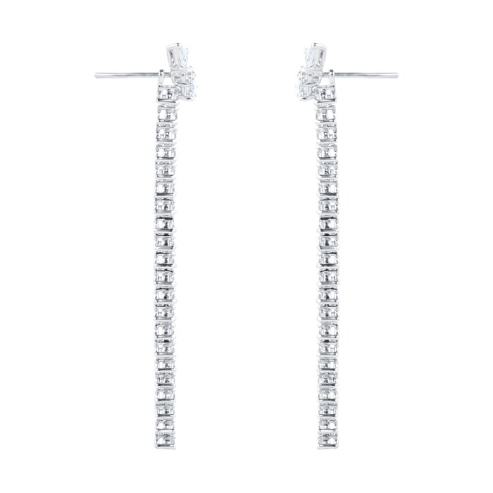 Mappin & Webb Riveret 18ct White Gold 1.50cttw Mixed Cut Diamond Climber Drop Earrings