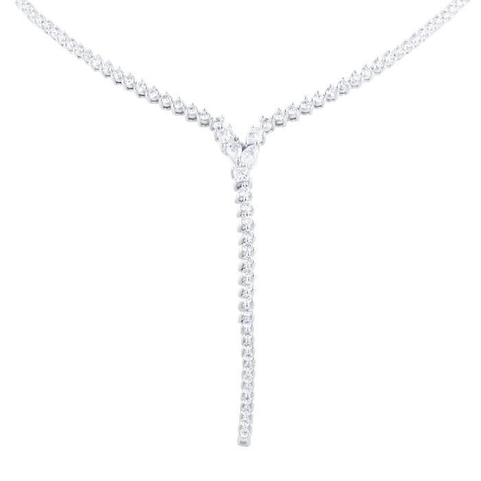 Mappin & Webb 18ct White Gold 1.50cttw Mixed Cut Diamond Lariat Necklace