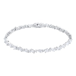 37460292 - Riveret 18ct White Gold 3.30cttw Mixed Cut Diamond Bracelet