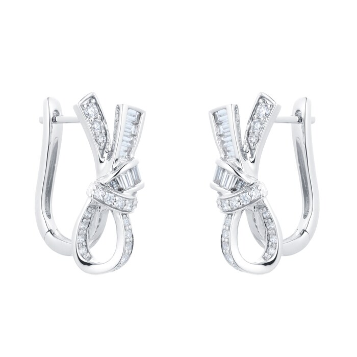 Mappin & Webb Limited Edition Renee 18ct White Gold 0.75cttw Ribbon Hoop Earrings