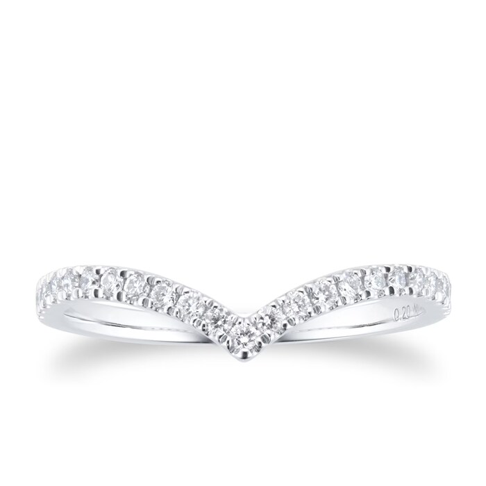 Mappin & Webb Amelia Platinum 0.20cttw Diamond Wishbone Wedding Ring - Ring Size J