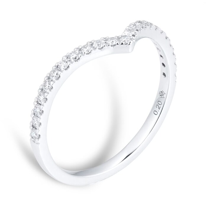 Mappin & Webb Amelia Platinum 0.20cttw Diamond Wishbone Wedding Ring - Ring Size J