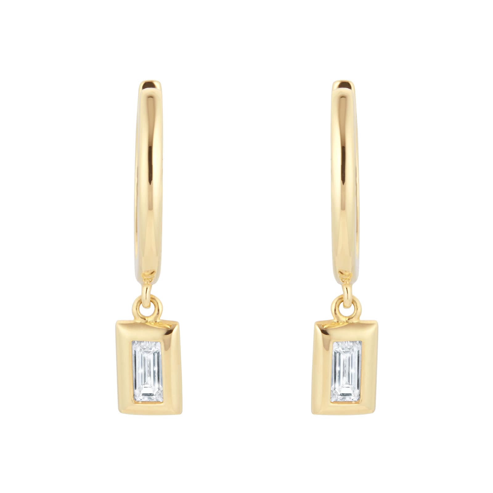 Gossamer 18ct Yellow Gold 0.30cttw Baguette Cut Diamond Huggie Earrings