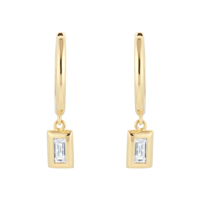 Mappin & Webb Gossamer 18ct Yellow Gold 0.30cttw Baguette Cut Diamond Huggie Earrings