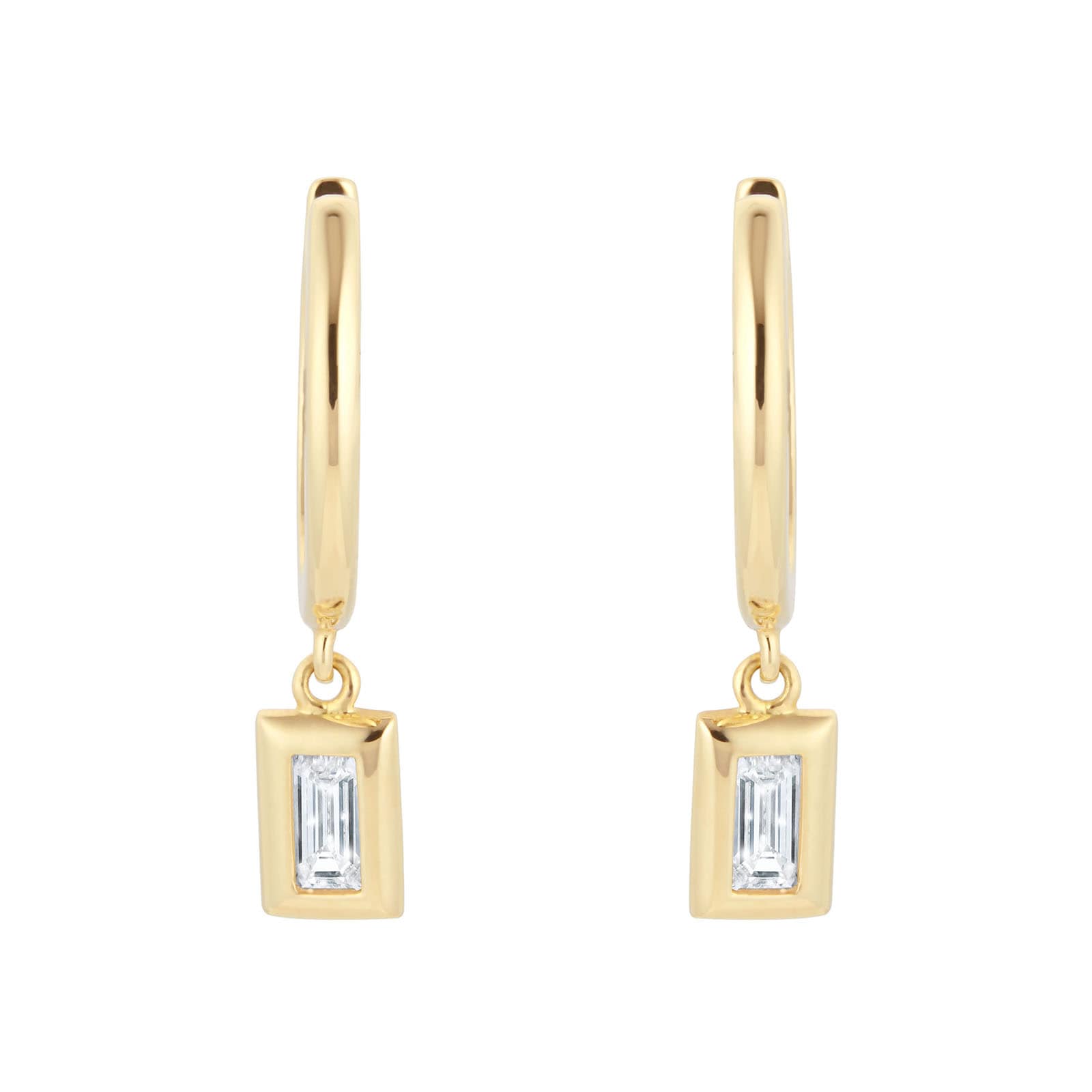 Mappin & Webb Gossamer 18ct Yellow Gold 0.30cttw Baguette Cut Diamond Huggie Earrings