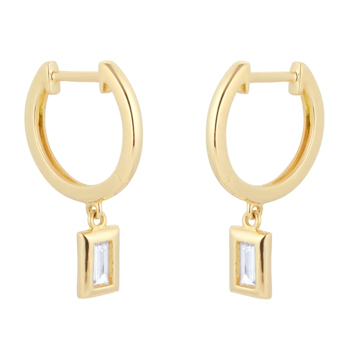 Mappin & Webb Gossamer 18ct Yellow Gold 0.30cttw Baguette Cut Diamond Huggie Earrings
