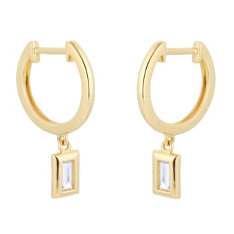 Mappin & Webb Gossamer 18ct Yellow Gold 0.30cttw Baguette Cut Diamond Huggie Earrings