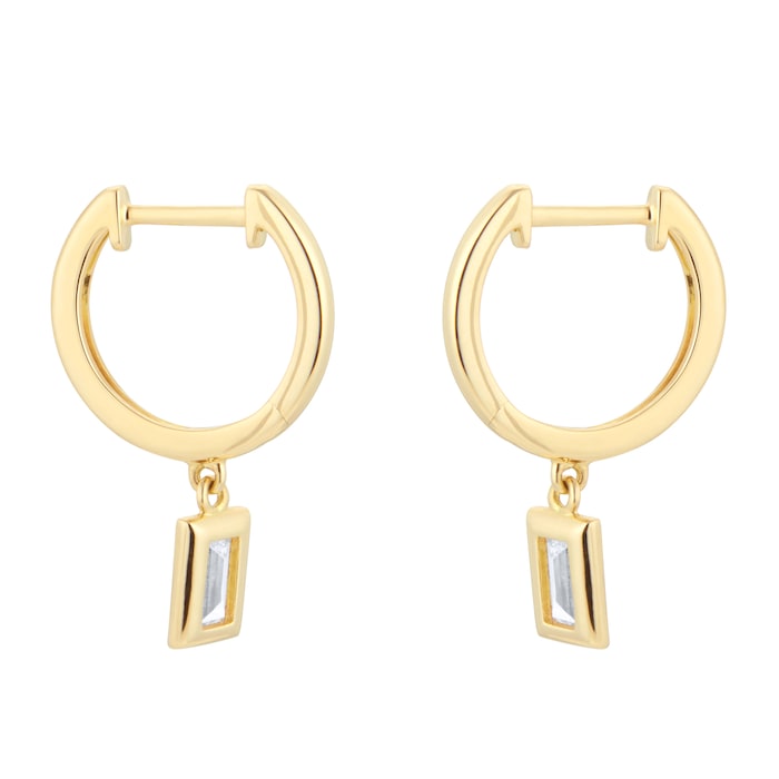 Mappin & Webb Gossamer 18ct Yellow Gold 0.30cttw Baguette Cut Diamond Huggie Earrings