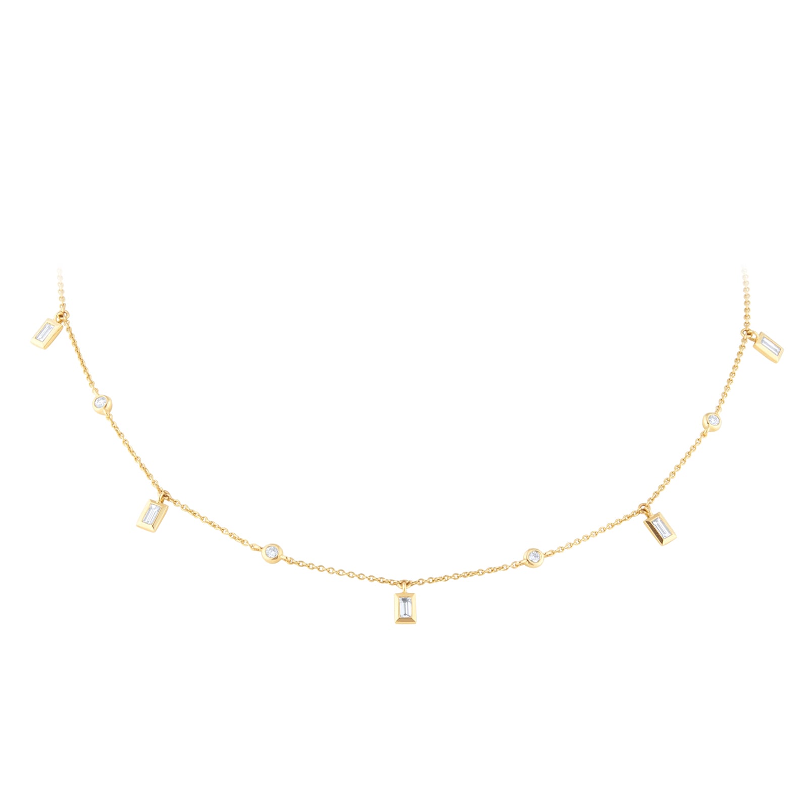 Gossamer 18ct Yellow Gold 0.50cttw Baguette Cut Diamond Necklace