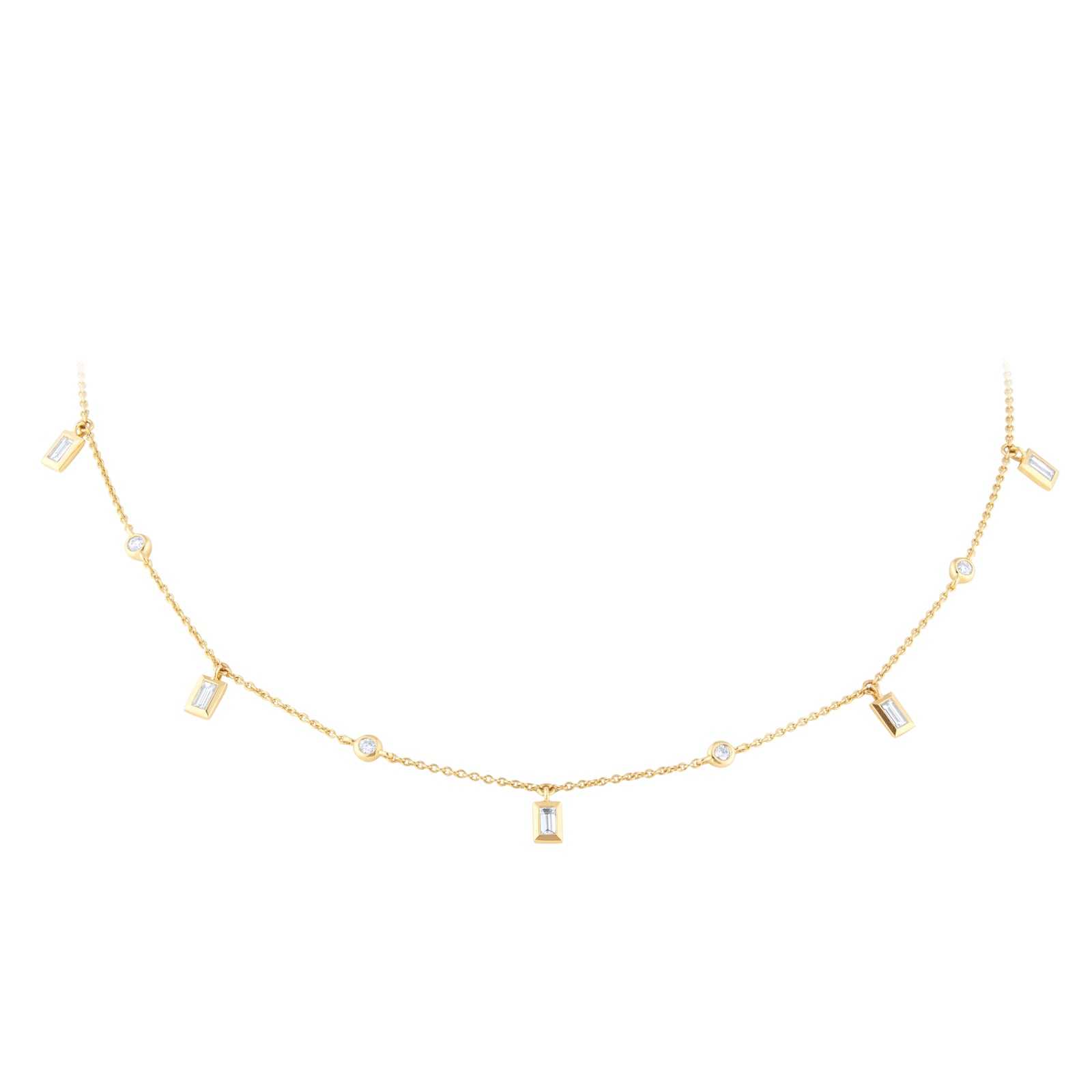 Mappin & Webb Gossamer 18ct Yellow Gold 0.50cttw Baguette Cut Diamond Necklace