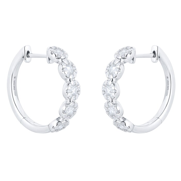 Mappin & Webb Masquerade 18ct White Gold 1.00cttw Diamond Hoop Earrings