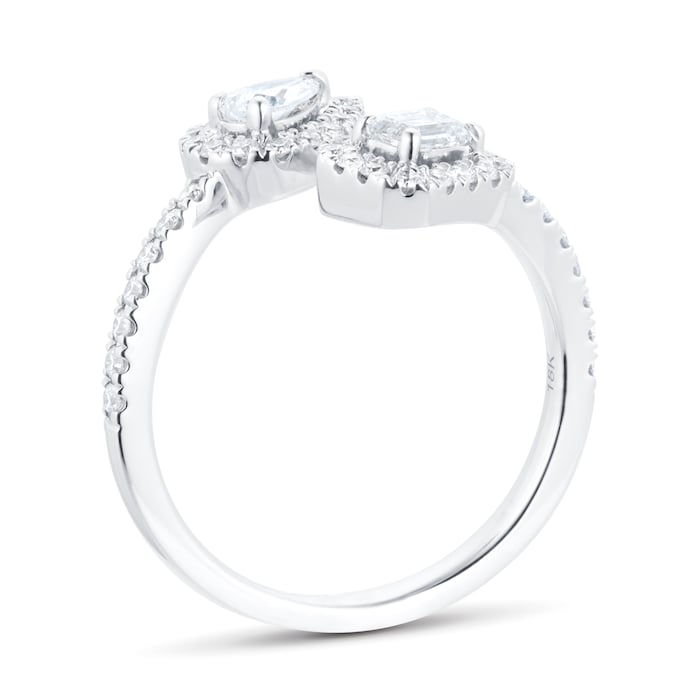 Mappin & Webb Amelia 18ct White Gold Toi Et Moi 0.64cttw Diamond Halo Ring