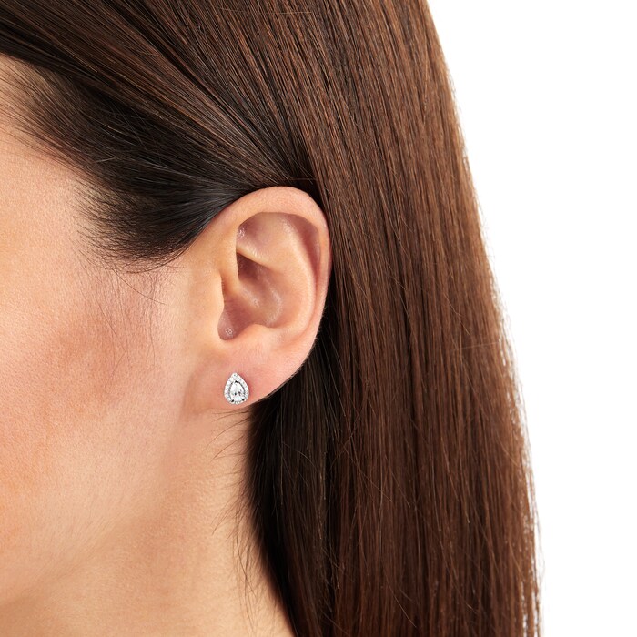 Mappin & Webb Amelia 18ct White Gold 0.60ct Pear Cut Stud Earrings