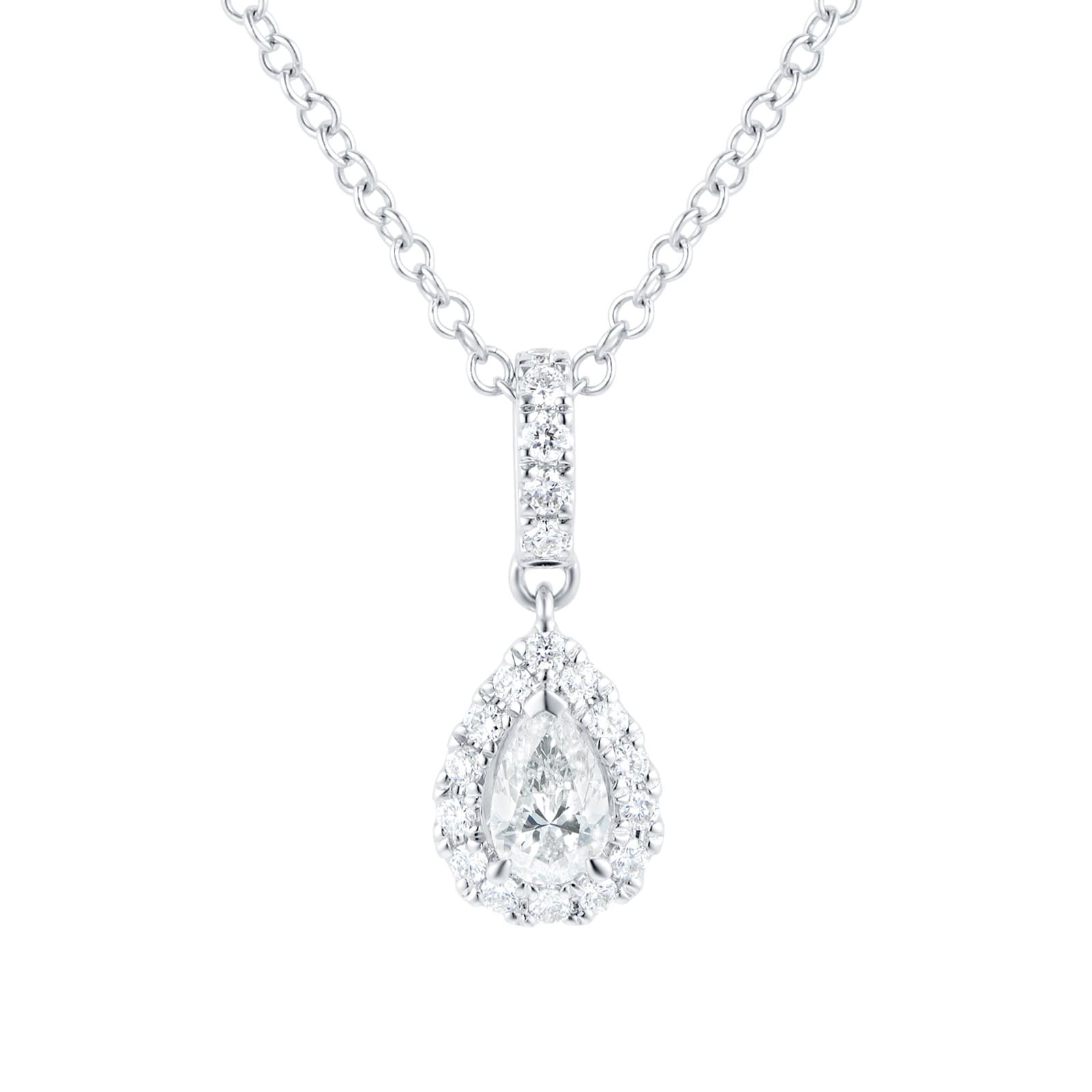 Mappin & Webb Amelia 18ct White Gold 0.40cttw Pear Cut Diamond Pendant