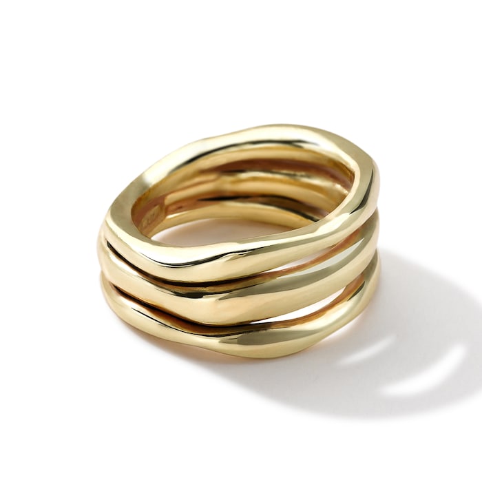 Ippolita 18K Yellow Gold Smooth Squiggle Triple Band Ring - Ring Size 8