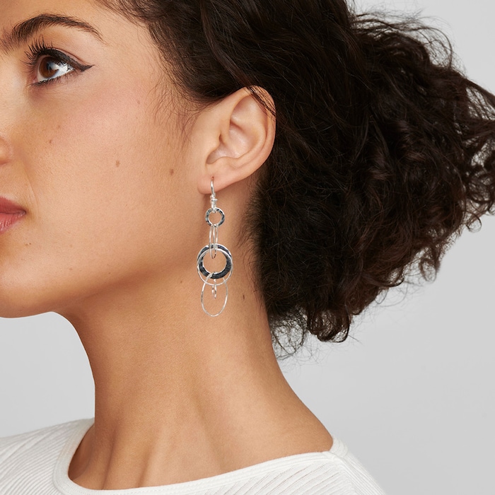 Ippolita Silver Hammered Jet Set Drop Earrings