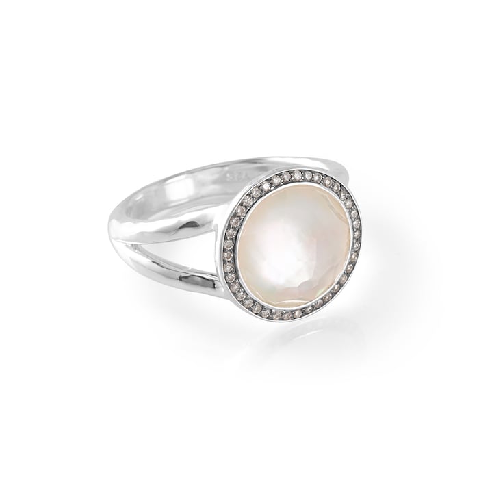 Ippolita Silver Mother Of Pearl and 0.15ctw Diamond Mini Ring
