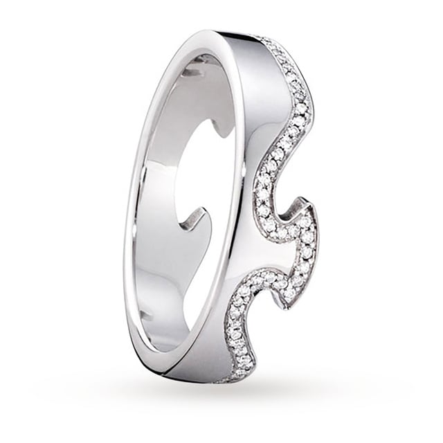 Georg Jensen 18ct White Gold Fusion End Diamond Set Ring - Ring Size M.5