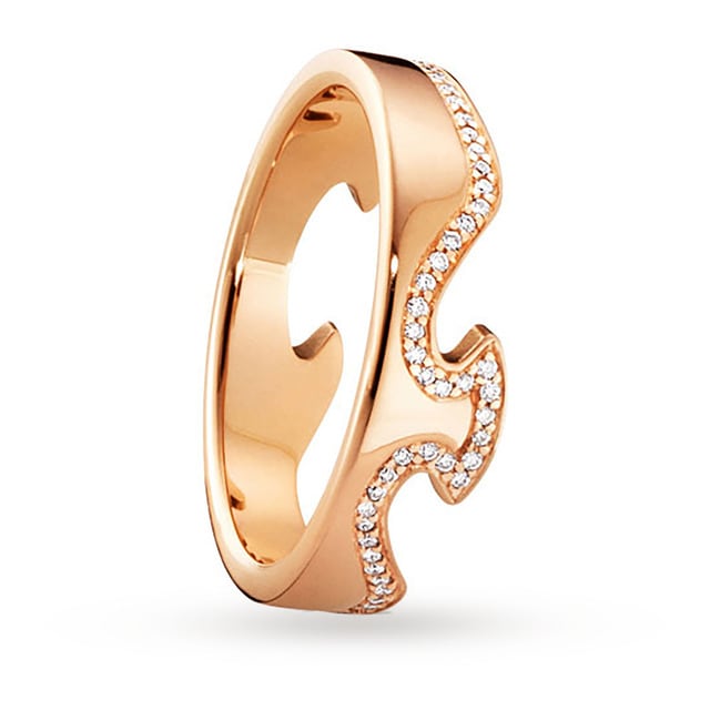 Georg Jensen 18ct Rose Gold Fusion End Diamond Set Ring - Ring Size M.5