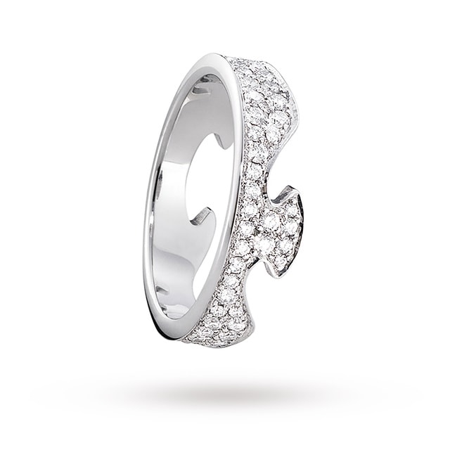 Georg Jensen 18ct White Gold Fusion End Diamond Pave Set Ring - Ring Size Q